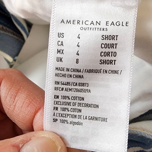 American Eagle Outfitters Blue/White Vertical Striped Mom Jeans Size 4 Short - Picture 8 of 16